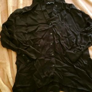Black silk button up